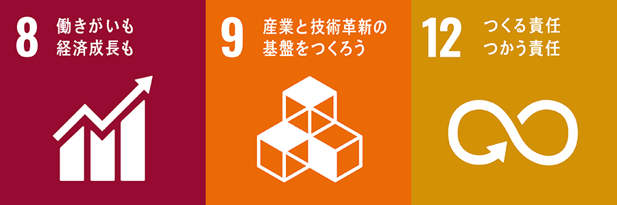 8.働きがいも経済成長も 9.産業と技術革新の基盤をつくろう 12.つくる責任 つかう責任